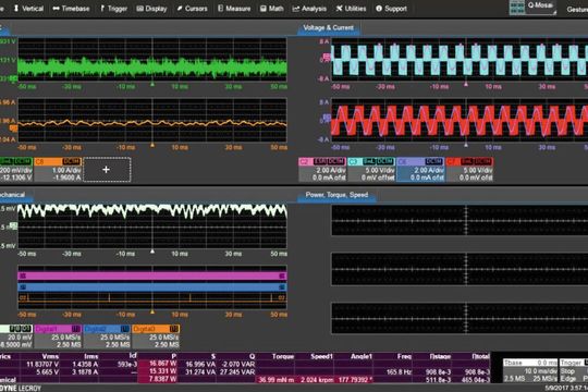 Abb. 1: Erfassung der Signale von Gleichstrombatterie, Antriebsausgang sowie Motorwellendrehmoment- und Drehzahlsensor.(Bild:  Teledyne)