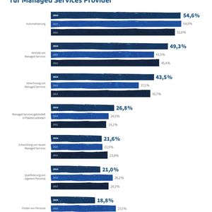 Die größte Herausforderung für Managed Service Provider ist die Automatisierung. (Bild:  IT-SERVICEPREISSPIEGEL 2025 | SYNAXON AKADEMIE)