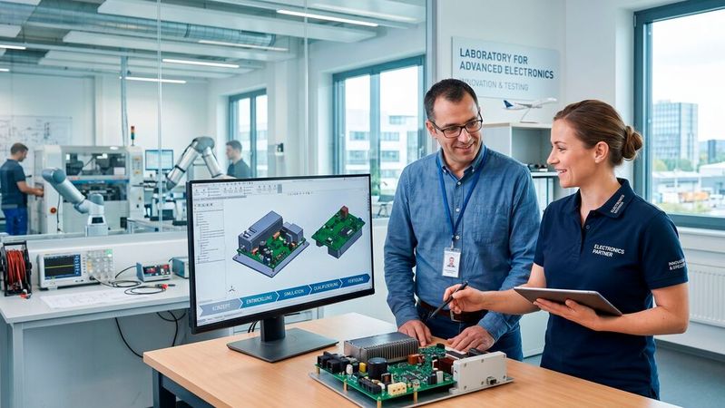 Vom Layout bis zur Baugruppe: Komplettanbieter übernehmen neben der Fertigung auch das Obsoleszenz-Management für den gesamten Lebenszyklus.(Bild:  Gemini / KI-generiert)