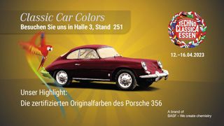 Glasurit stellt auf der Techno Classica seine neuen, für den Porsche 356 zertifizierten Farben vor. (Bild: Glasurit)