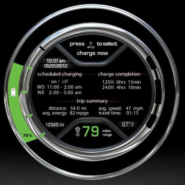 Die Anzeige auf dem Runddisplay des Fiat 500e (Chrysler/Fiat)