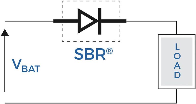 Bild 2: Der SBR wird genauso angeschlossen wie eine Diode oder ein MOSFET, ohne dass eine Ladungspumpe erforderlich wäre. (Bild: Diodes)
