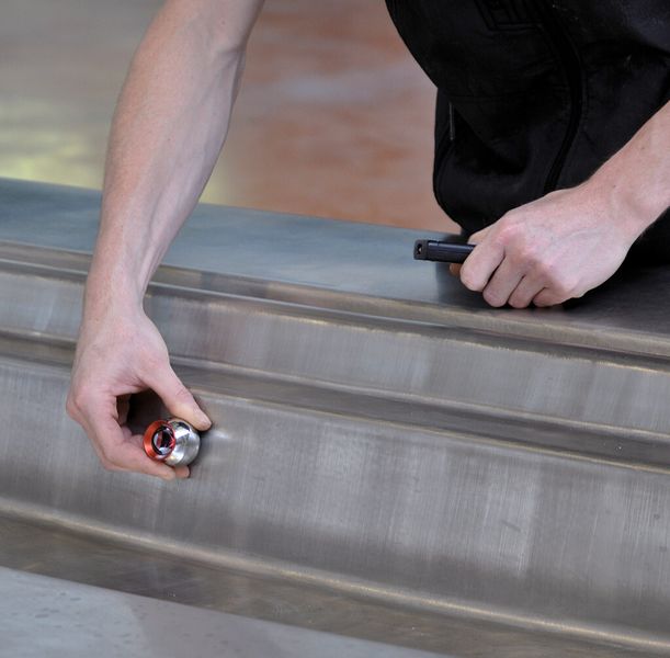 The French tool house uses reflectors for the laser tracker when it inspects the surfaces of moulds. (Source: Hexagon Metrology)