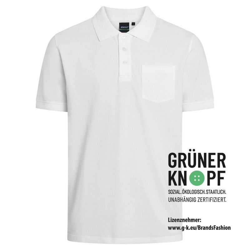 Das erste Grüner-Knopf-zertifizierte Poloshirt mit Industriewäsche-Eignung auf dem Markt.