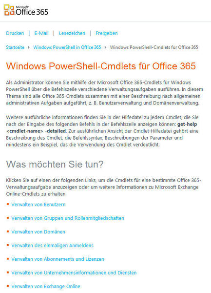 In der Online-Hilfe von Microsoft finden sich alle CMDlets und deren Aufgaben. Beispiele kann man direkt über die PowerShell mit dem Befehl „help  -examples“ abrufen. (Archiv: Vogel Business Media)