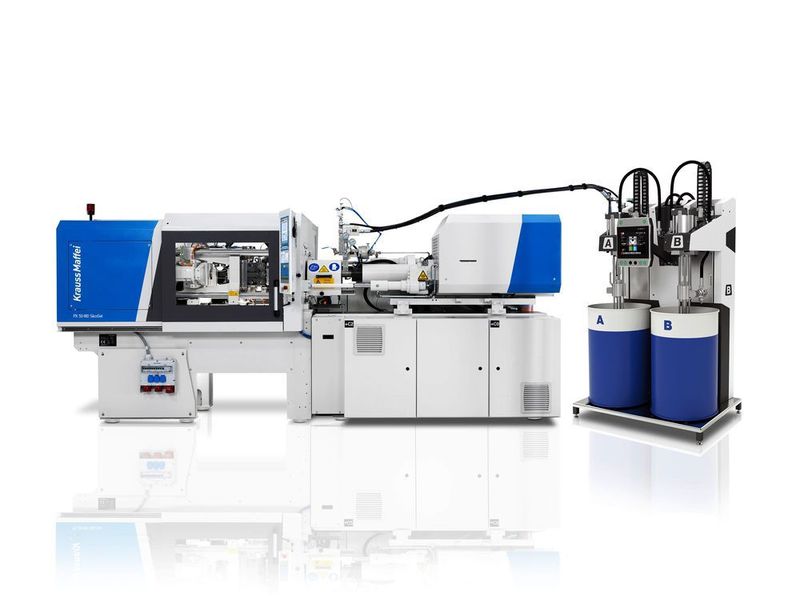 Krauss-Maffei präsentiert auf der Fakuma 2017 unter anderem die PX 50-180 Silcoset. Das Spritzgießsystem soll den als anspruchsvoll zu verarbeitenden Werkstoff LSR (Liquid-Silicone-Rubber) leckagefrei in hoch präzise Elastomerkomponenten verwandeln können. (Kraus-Maffei)