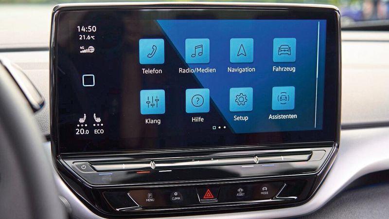 12-Zoll-Bildschirm auf dem Armaturenbrett. (Bild: VW)