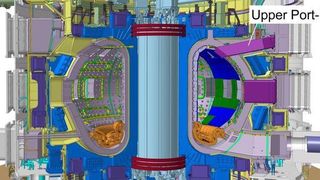 Hier herrschen extreme Bedingungen: Der Querschnitt des ITER-Testreaktors. Unter anderem muss die Beschaffenheit des Plasmas ermittelt werden, um die Fusionsreaktion am Leben zu erhalten. (Quelle: ITER Organization)