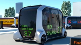 Die kastenförmige Studie „e-Palette“ ist Teil einer neuen Geschäftsallianz für Mobilitätsdienste, an der sich verschiedene Unternehmen wie Amazon, Pizza Hut und Uber beteiligen. (Toyota)