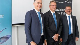 Antonio Faccio, Geschäftsführer Europa und Südamerika GF Machining Solutions, Pascal Boillat, President GF Machining Solutions und Christian Jung, Geschäftsführer der GF Machining Solutions GmbH. (Sonnenberg)