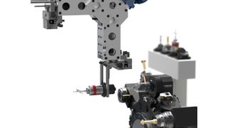 Ein Roboter-Greifer führt einen Werkzeugwechsel über den Sauter SolidPro aus.  (Bild: Sauter Feinmechanik)