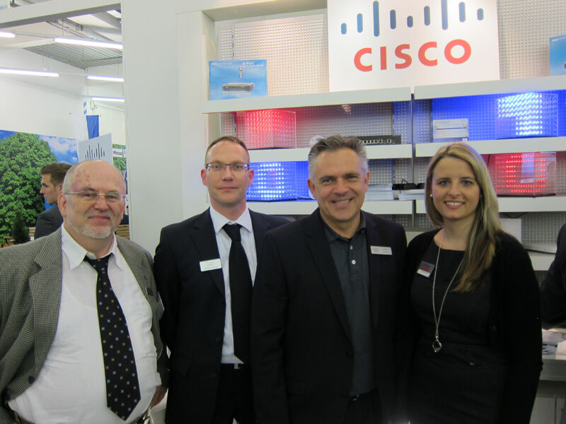 (v. l.) Hans-Jürgen Bohr, Gunnar Maetze, Torsten Schwarz, Cisco mit Jacqueline Rasic, Ingram Micro  (Bild: IT-BUSINESS)