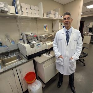 Dr. Pedram Gerami in Northwestern's dermapathology lab(Source:  Ben Schamisso / Northwestern University)