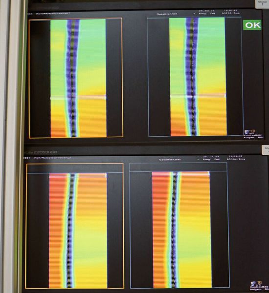 Das Scan-Ergebnis zeigt die Beschaffenheit der zu verschweißenden Rohrenden, woraus die Steuerung automatisch die passenden Schweißparameter für jede Position zusammenstellt. (Bild: Isoplus)