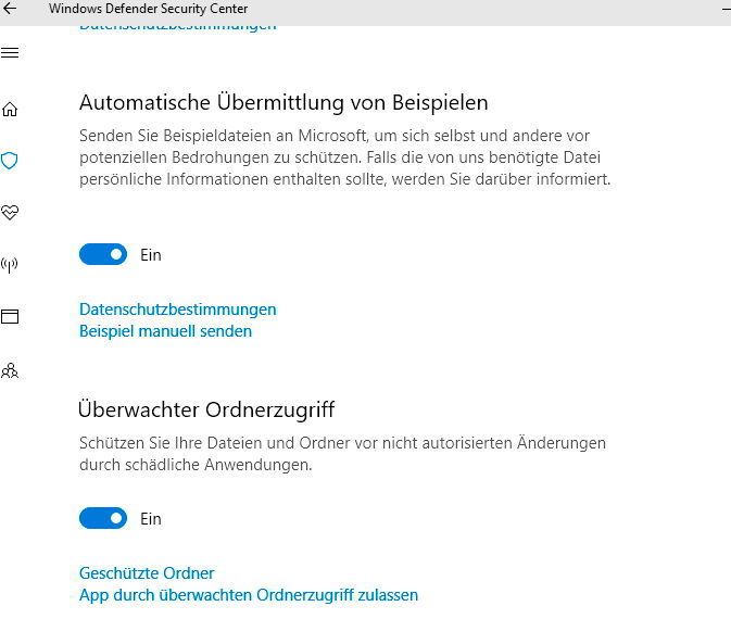 Der überwachte Ordnerzugriff wird in Windows 10 im Windows Defender Security Center aktiviert.  (Thomas Joos)