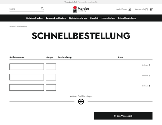 (Schnell und einfach bestellen – darauf legt der neue B2B-Onlineshop von Marabu den Fokus. (Bild: Y1 Digital AG))