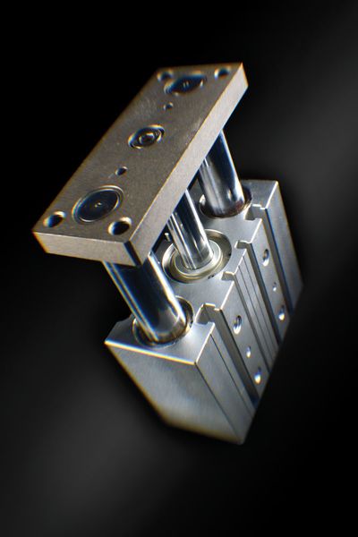 Die Führungszylinder von Mader stehen in den Kolbendurchmessern 12 mm bis 25 mm und den Hublängen 1 mm bis 250 mm zur Verfügung. Sie weisen beidseitig eine elastische Dämpfung auf und können mittels Befestigungsbohrungen, -gewinde und –nuten flexibel montiert werden. (Bild: Mader)