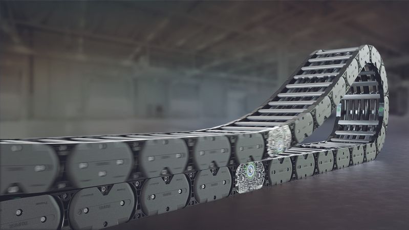 Die neue Energiekette TKHP wurde für eine sichere und effiziente Leitungsführung in Heavy-Duty-Anwendungen mit Verfahrwegen bis 1500 Metern in rauen Umgebungen konzipiert. Die Serie steht in den Varianten gleitend, rollend (R) und rollend mit Rollendämpfung (RSD) zur Verfügung.(Bild:  Tsubaki Kabelschlepp)