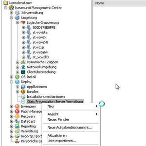 Abbildung 1: Baramundi hat die Verwaltung der Citrix Server Farmen vollständig in seine Client Verwaltungssuite integriert.