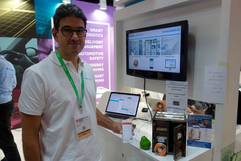 Robin Puthil von Babbler demonstrierte eine End-to-End Monitoring-Lösung für die Supply Chain, zum Beispiel für frisches Obst oder Gemüse. (M. Dalke)