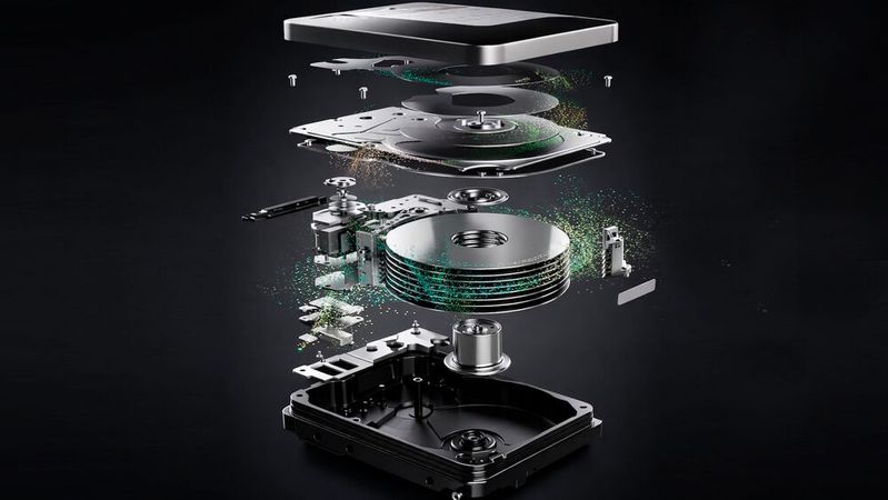 Seagate erhöht mit Mozaic 4+ die Speicherkapazität auf bis zu 4,4 TB pro Platter bei SMR, also 44 TB pro Drive. Bei CMR sind derzeit maximal 4 TB pro Platter möglich.(Bild:  Seagate)