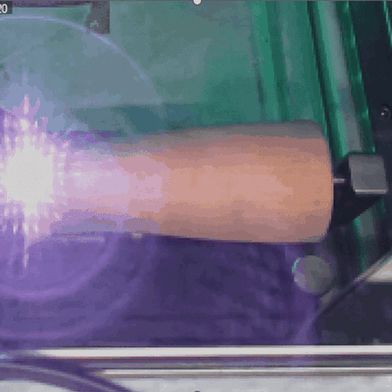 Femtosecond laser structuring of a CuCrZr (copper alloy with chromium and zirconium) Laval nozzle with a highly emissive surface. (Source: Fraunhofer HHI)