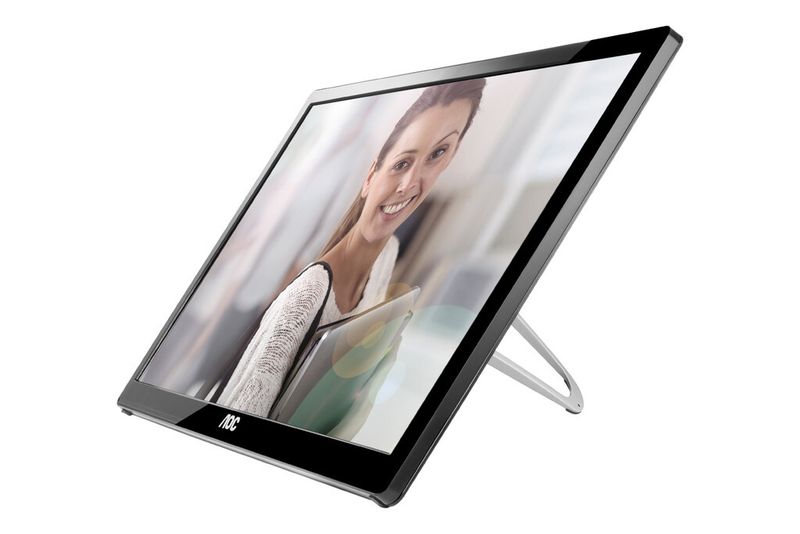 Mitnahmeartikel: Der 17-Zöller E1759FWU von AOC ist als kompakter Zweitmonitor für unterwegs gedacht. Er wird über USB mit dem Notebook verbunden. (Bild: AOC)