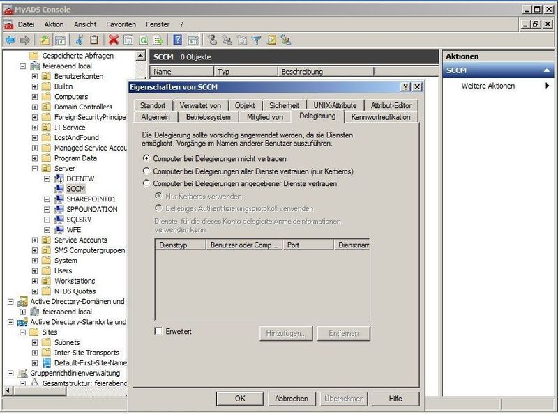 Abbildung 4: Auch bei Computer-Objekten können alle verfügbaren Einstellungen verwendet werden. Hier am Beispiel der Delegierung. (Archiv: Vogel Business Media)