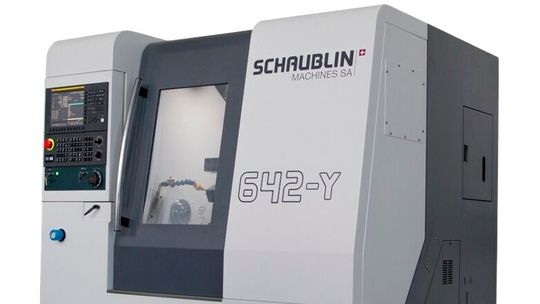 Tour Schaublin 642-Y CNC, un symbole de compacité.(Source :  Schaublin Machines SA)