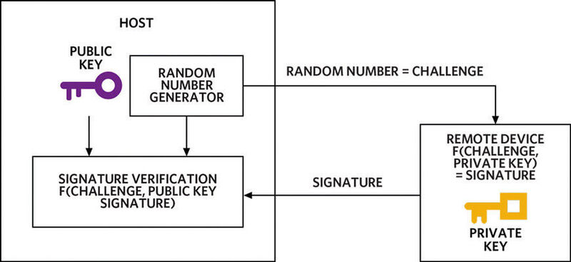 Bild 2: Die mit asymmetrischer Kryptografie arbeitende Authentifizierung erfordert öffentliche und private Schlüssel  (Bild: Maxim Integrated)