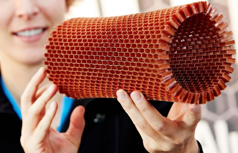 Nicht des Pudels, aber vieler Composite Kern: Flexible Wabenstruktur, wie sie in Leichtbau-Sandwichkonstruktionen zum Einsatz kommt. (Bild: Composites Europe)