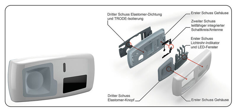 Insulin-Patch-Pumpe: Ein 3-K-Bauteildesign beseitigt unnötige Montageschritte. Außerdem ist das Gehäuse dicht und schützt die interne Elektronik vor Feuchtigkeit. (Bild: Phillips-Medisize)