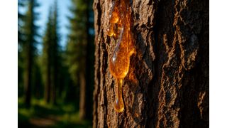 Harz von Nadelbäumen enthält Abwehrstoffe gegen Fraßfeinde. Manche dieser Substanzen nutzen die Bäume schon seit vielen Jahrmillionen, andere sind in der Evolution erst später entstanden. (Symbolbild) (Bild: GPT Image Generator / KI-generiert)