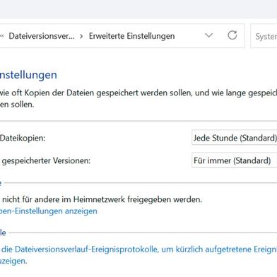 Bereinigung und Verwaltung des Dateiversionsverlaufs über GUI und Kommandozeile (Bild: Thomas Joos)