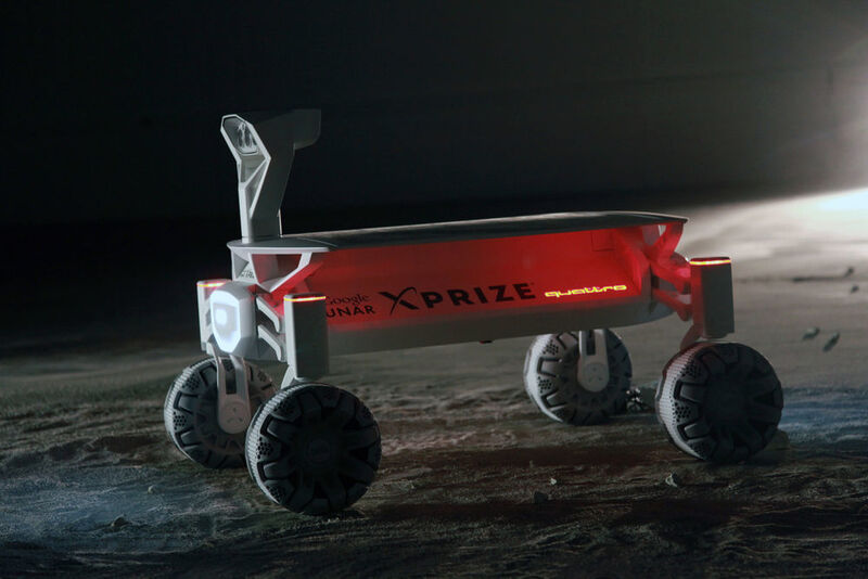 Dort muss der Rover mindestens einen halben Kilometer zurücklegen und hochaufgelöste Bilder und Videos zur Erde übermitteln. (Foto: Audi)