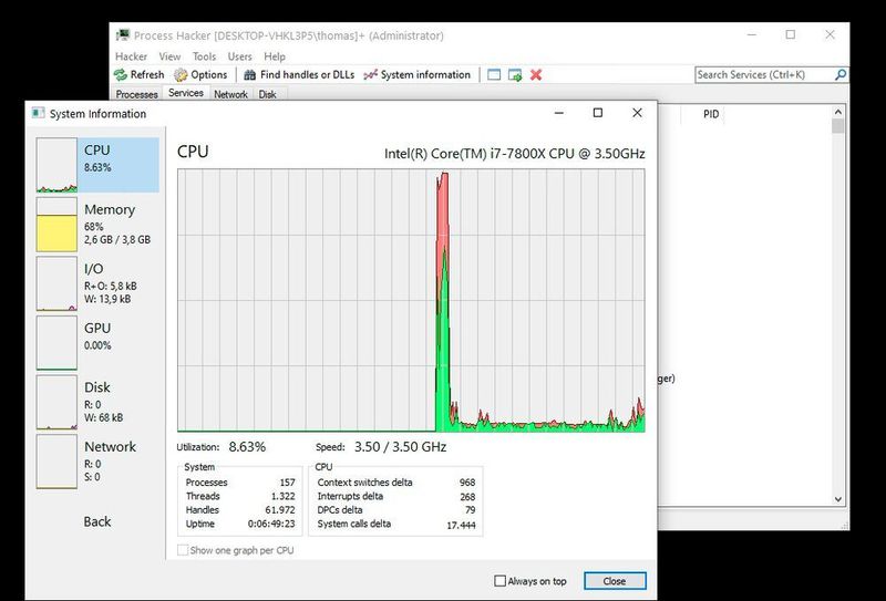 In den Systeminformationen lassen sich auch ausführliche Informationen zur CPU-Auslastung durchführen. (Joos)