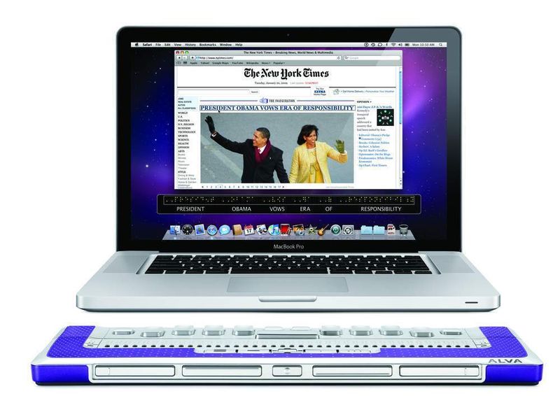 Apples Betriebssystem MacOS X 10.6 unterstützt auch Braille-Hardware, die Texte in Blindenschrift darstellt. (Archiv: Vogel Business Media)