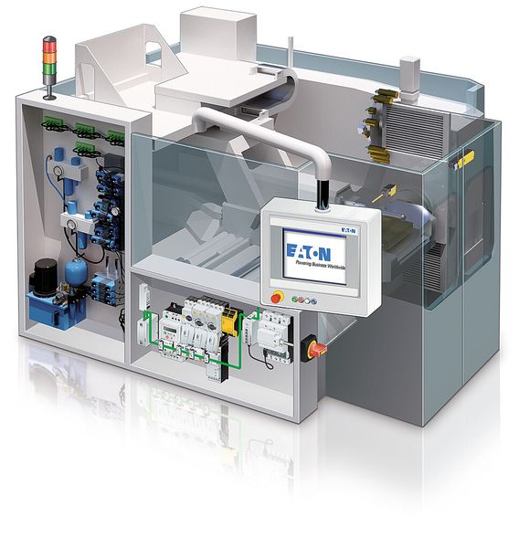 Bild 1: Mit der Touchdisplay-Steuerung können alle elektrischen und hydraulischen Aktoren über einen Schaltsteuerkreis angesteuert und programmiert werden. Das voll integrierte System reduziert dadurch den Verdrahtungs-, Test- und Inbetriebnahmeaufwand erheblich. (Bild: Eaton)