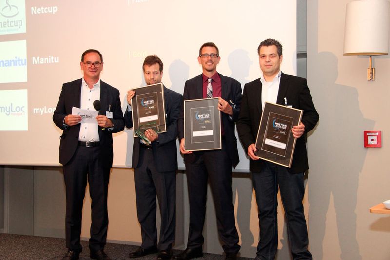 Die Gewinner der Kategorie „Dedicated Server“: netcup (Felix Preuß), Manitu (Manuel Schmitt) und myLoc managed IT (Christian Quandt). (Bild: Vogel IT-Akademie)