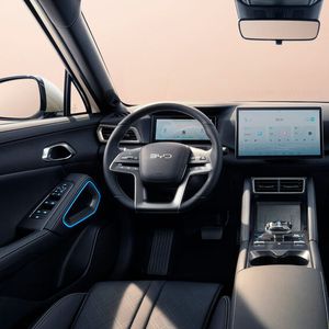 Aufgeräumt und digital: der Fahrerplatz im BYD Atto 2.(Bild:  BYD)