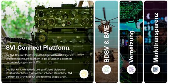 Screenshot der strategischen Vernetzungsplattform für die Sicherheits- und Verteidigungsindustrie (SVI).(Bild:  Maienschein)