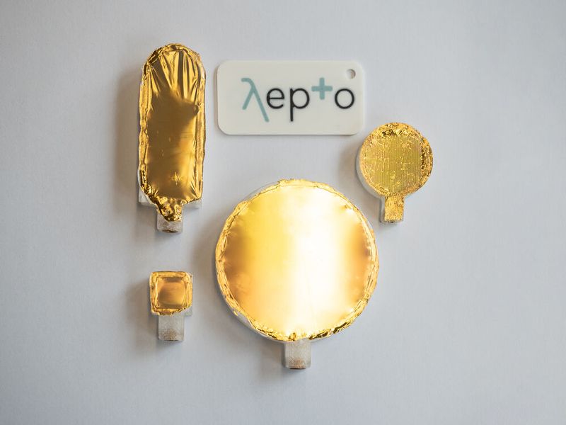 Die Terahertz-Filter von Lepto bestehen aus einer dünnen Polymerfolie mit einer mikrostrukturierten Goldoberfläche, die auf einem 3D-gedruckten Rahmen befestigt ist. Dadurch sind die Komponenten besonders leicht und individuell anpassbar.  (Bild: Empa)