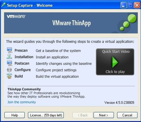 Abbildung 1: Der Startbildschirm von ThinApp. Das Video liefert einen schnellen Überblick zur Funktionsweise. Bild: Baumeister (Archiv: Vogel Business Media)