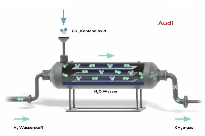Dieser Wasserstoff reagiert anschließend in einem speziellen Katalysator mit Kohlendioxid zu Methan, also synthetisch erzeugtem Erdgas. (Archiv: Vogel Business Media)