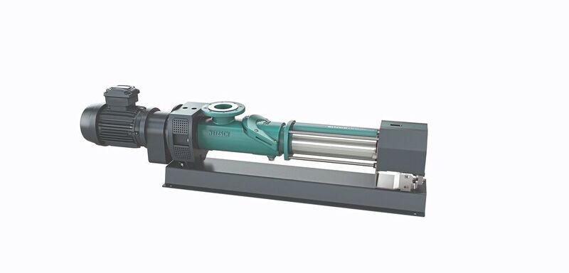 Eccentric screw pumps very often work in applications with high wear on the pump. The stator adjustment unit can be used to readjust the stator of progressive cavity pumps with iFD stator. (Netsch)
