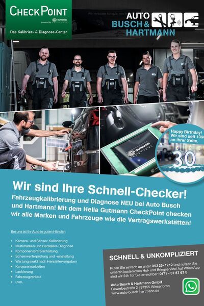 Macht was her: Mit Anzeigen wie diesen macht sich Auto Busch & Hartmann als Checkpoint-Partner bei anderen Betrieben bekannt. (Busch & Hartmann)