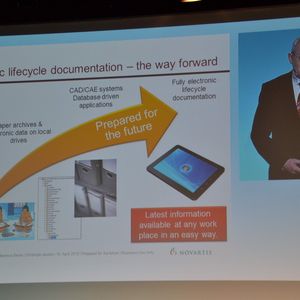 Christoph Jauslin, Chef der Engineering IT-Abteilung bei Novartis Pharma ist überzeugt von der Arbeitserleichterung mit elektronischem Dokumentenmanagement: "In Zukunft werden wir die jüngsten Informationen an jedem Arbeitsplatz und zu jeder Zeit verfügbar haben."