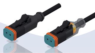 Für harsche Umgebungen: Zweipolige AT-Steckverbinder, beschaltet oder unbeschaltet. (Bild: Conec)