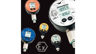Fünf eigensichere elektronische Manometer nach ATEX-Richtlinie (Bild: Keller)
