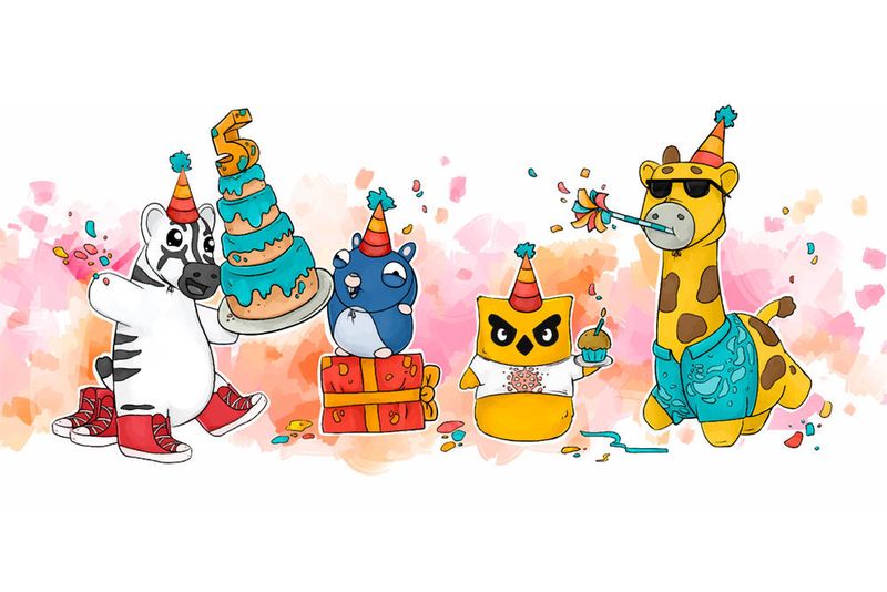 Phippy und Freunde aus dem „Children’s Illustrated Guide to Kubernetes“ feiern Geburtstag. Abends schlossen sich einige Kongressteilnehmer der Partygesellschaft abseits der Hallen an. (The Linux Foundation)